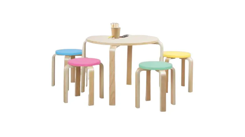 Childrens Table & Coloured Stool Set 5pcs. Childrens Table & Coloured Stool Set 5pcs.