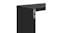 Close‑up of the back corner of a gloss black cube shelf, showing integrated metal wall‑mounting hardware Close‑up of the back corner of a gloss black cube shelf, showing integrated metal wall‑mounting hardware