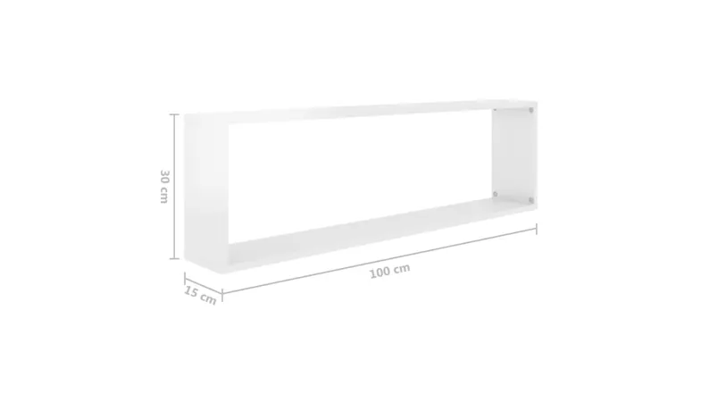 Angled view of a single long gloss white NNEVL rectangular floating shelf Angled view of a single long gloss white NNEVL rectangular floating shelf