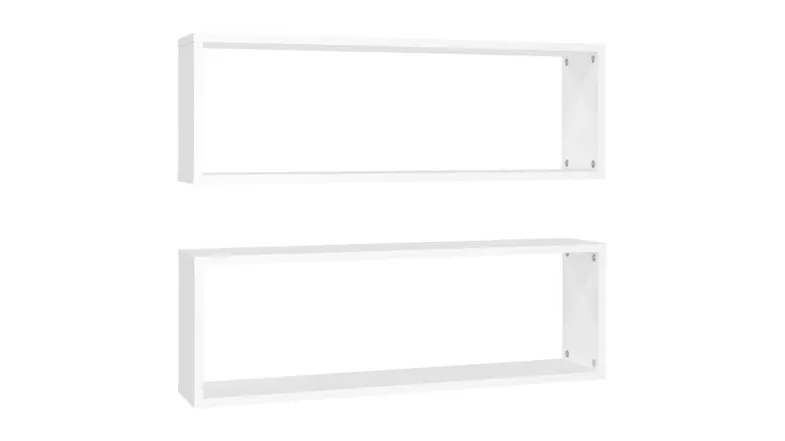 Side view of two NNEVL Floating Rectangle Wall Shelves in white colour Side view of two NNEVL Floating Rectangle Wall Shelves in white colour