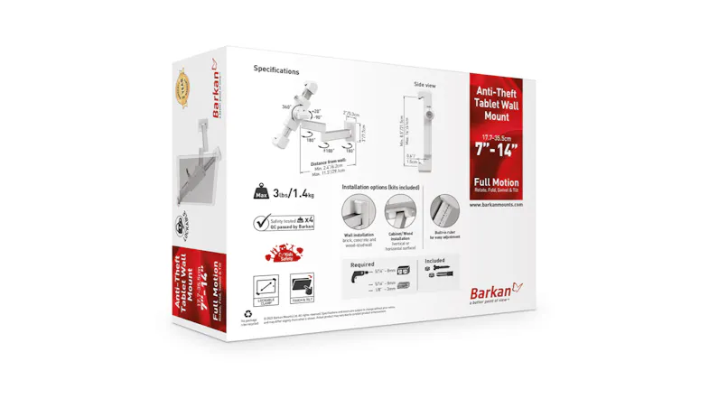 Barkan Tri-Pivot Anti-Theft Tablet Mount 7" - 14" Barkan Tri-Pivot Anti-Theft Tablet Mount 7" - 14"
