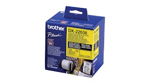 Brother DK-44605 Black on Yellow Continuous Label Roll - 62mm x 15.24m
