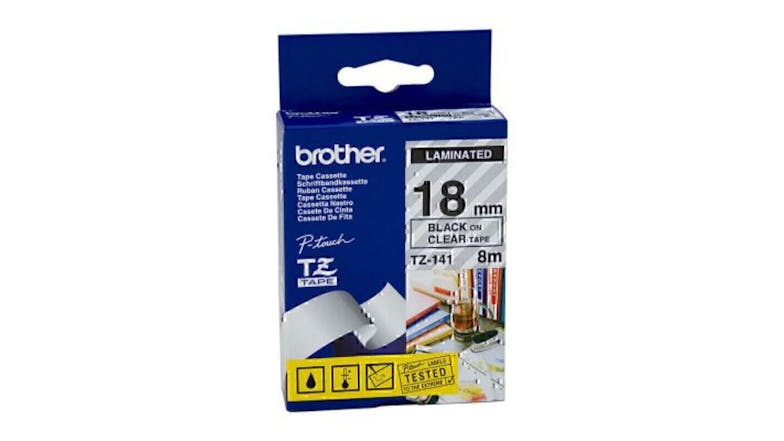 Brother TZe-141 Black on Clear Labelling Tape - 18mm x 8m