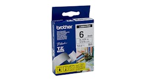 Brother TZe-211 Black on White Labelling Tape - 6mm x 8m