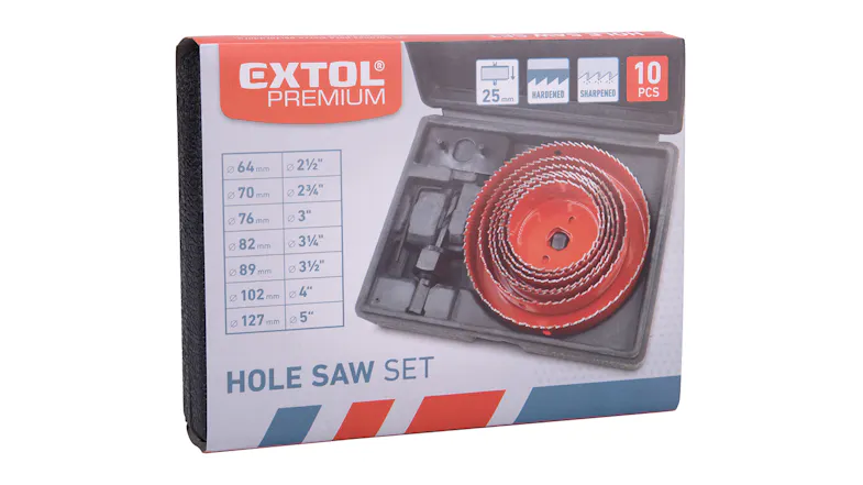 Extol Carbon Steel Hole Saw Set 10pcs. Extol Carbon Steel Hole Saw Set 10pcs.