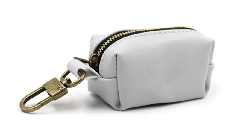 Fluff n' Stuff Leather Poop Bag Holder - White Fluff n' Stuff Leather Poop Bag Holder - White