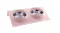 A left-angled view of the Fluff n' Stuff Dual Anti-Spill Bowls for Dogs & Cats in pink finish A left-angled view of the Fluff n' Stuff Dual Anti-Spill Bowls for Dogs & Cats in pink finish