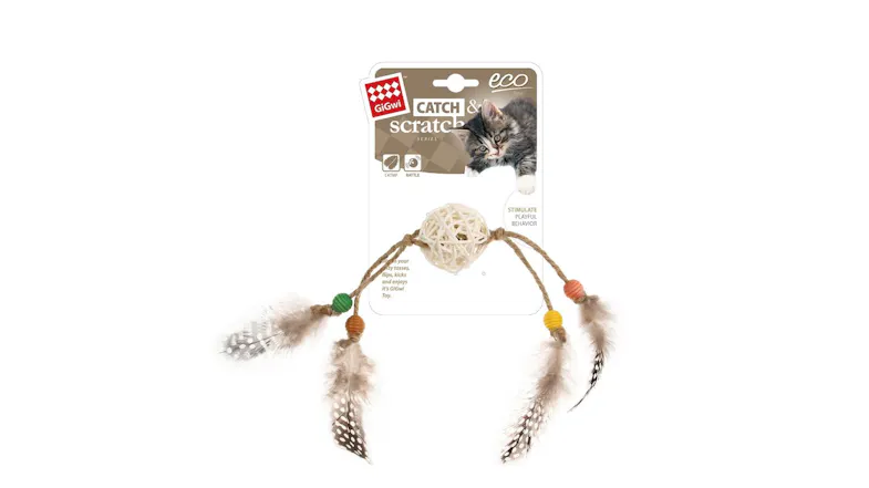 Gigwi Catch & Scratch Bell and Feather Set - Brown Gigwi Catch & Scratch Bell and Feather Set - Brown