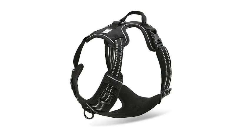 A right-angled view of a Truelove Oxford Dog Harness Extra Large in black finish A right-angled view of a Truelove Oxford Dog Harness Extra Large in black finish