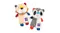Two plush dog toys, a raccoon and a lion, are shown side by side Two plush dog toys, a raccoon and a lion, are shown side by side