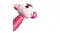 A pink plush animal toy with a round head, spotted ears, and a textured ribbed body A pink plush animal toy with a round head, spotted ears, and a textured ribbed body