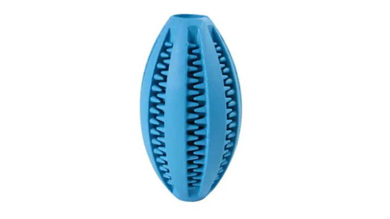 Fluff n' Stuff Rugby Ball-Shaped Treat Dispenser - Blue Fluff n' Stuff Rugby Ball-Shaped Treat Dispenser - Blue