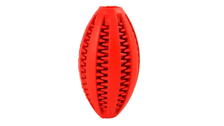 Fluff n' Stuff Rugby Ball-Shaped Treat Dispenser - Red Fluff n' Stuff Rugby Ball-Shaped Treat Dispenser - Red