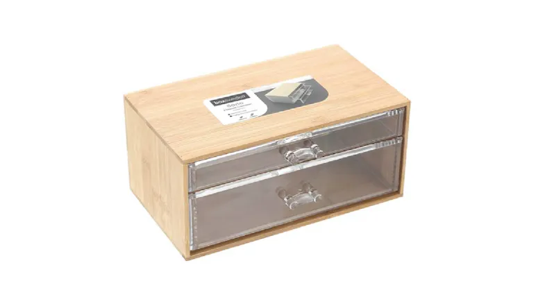 Bano Accessories Bamboo 2 Drawer Natural - 24 X 15 X 11cm Bano Accessories Bamboo 2 Drawer Natural - 24 X 15 X 11cm