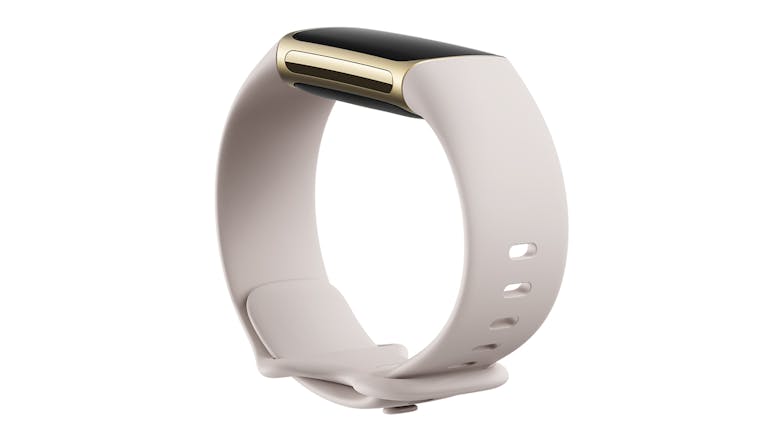 Fitbit Charge 5 Activity Tracker - Soft Gold Stainless Steel Case with Lunar White Band (Bluetooth, GPS)