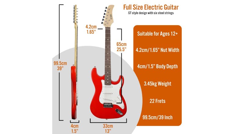 3rd Avenue Electric Guitar Deluxe Pack - Red
