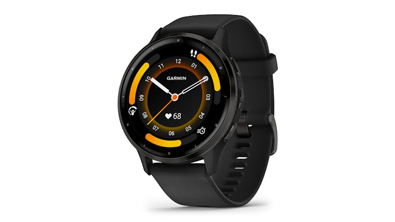 Garmin Venu 3 Smartwatch - Slate Stainless Steel Bezel with Black Case and Silicone Band (45mm Case, GPS, Bluetooth)
