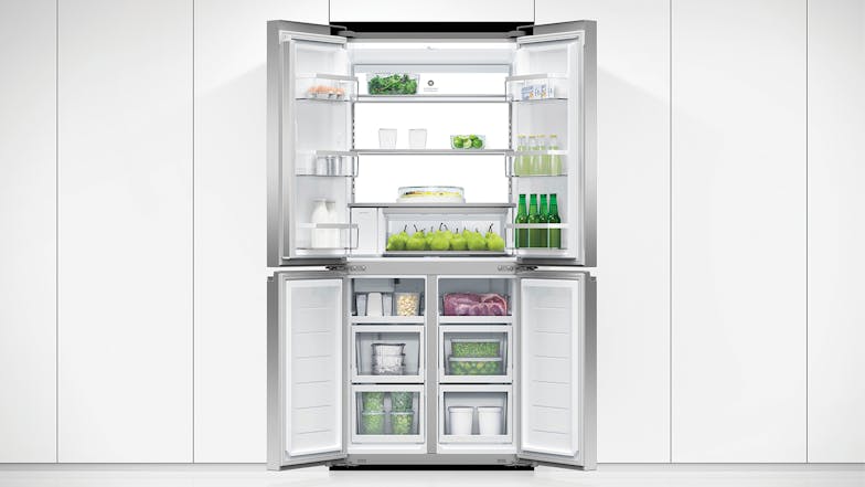 Fisher & Paykel 498L Quad Door Fridge Freezer with Ice & Water Dispenser - Stainless Steel (Series 7/RF500QNUX1)