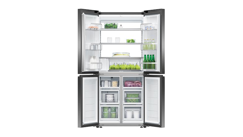 Fisher & Paykel 498L French Quad Door Fridge Freezer with Ice & Water Dispenser - Black Stainless Steel (RF500QNUB1)