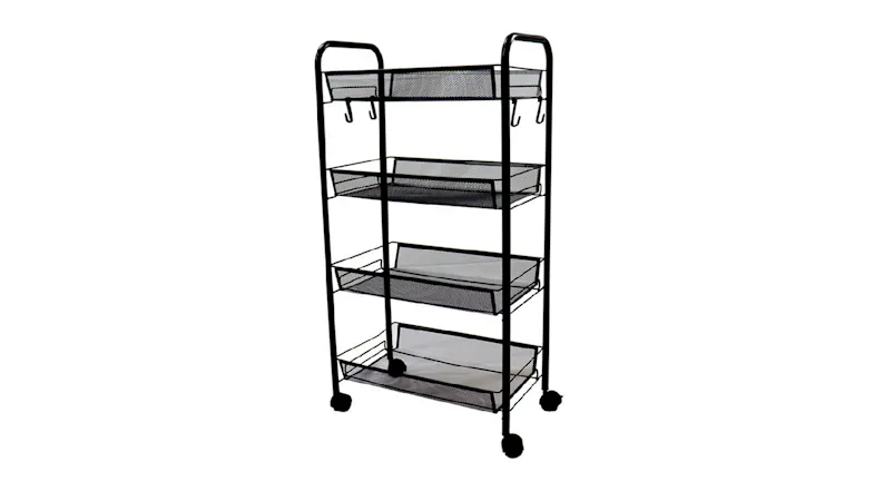SOGA 4 Tier Steel Mesh Kitchen Storage Cart - Black SOGA 4 Tier Steel Mesh Kitchen Storage Cart - Black