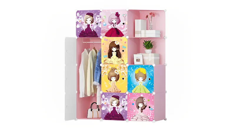 SOGA Modular Children's Storage Cubes 110 x 37 x 146cm - Princess Print SOGA Modular Children's Storage Cubes 110 x 37 x 146cm - Princess Print