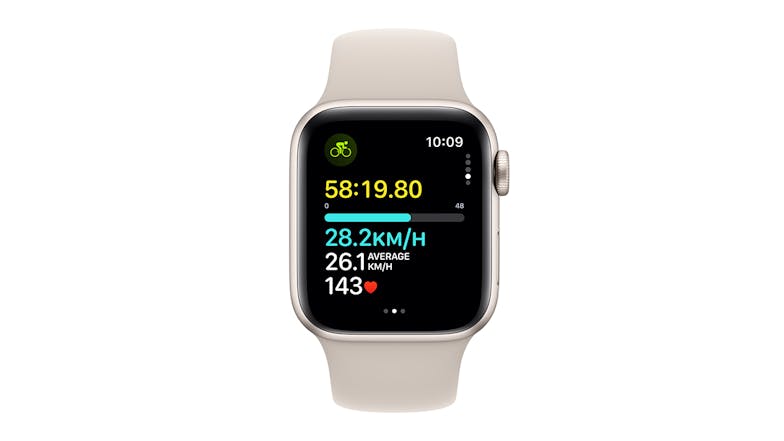 Apple Watch SE (3rd Gen) - Starlight Aluminium Case with Starlight Sport Band (40mm, GPS, Bluetooth, Small-Medium Band)