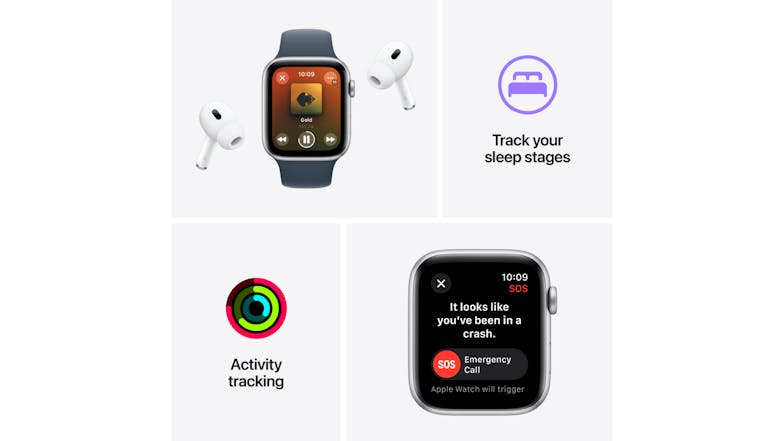 Apple Watch SE (3rd Gen) - Midnight Aluminium Case with Midnight Sport Band (44mm, GPS, Bluetooth, Medium-Large Band)