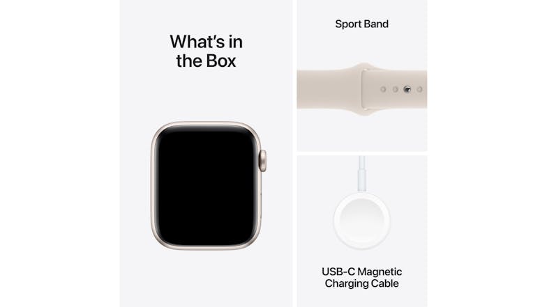 Apple Watch SE (3rd Gen) - Starlight Aluminium Case with Starlight Sport Band (44mm, GPS, Bluetooth, Medium-Large Band)