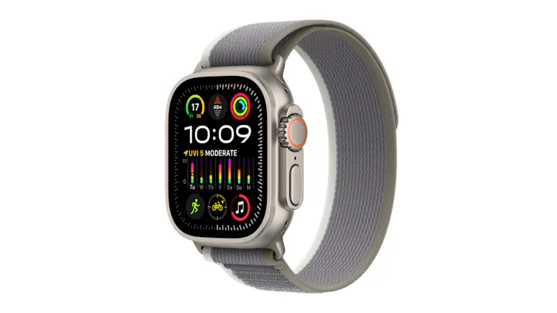 Apple Watch Ultra 2 - Titanium Case with Green/Grey Trail Loop (49mm, Cellular & GPS, Bluetooth, Small-Medium Loop) Apple Watch Ultra 2 - Titanium Case with Green/Grey Trail Loop (49mm, Cellular & GPS, Bluetooth, Small-Medium Loop)