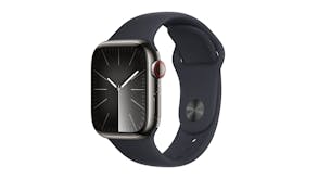 Apple Watch Series 9 - Graphite Stainless Steel Case with Midnight Sport Band (41mm, Cellular & GPS, Bluetooth, Medium-Large Band)