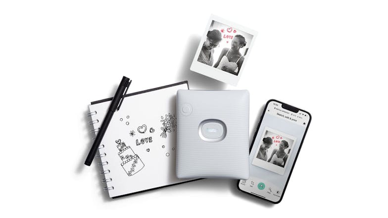 Instax Square Link 86mm x 72mm Photo Printer - Ash White (2023 Limited Edition Gift Pack)