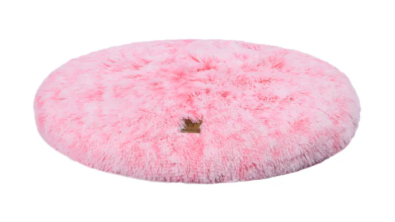 Pink round shaggy faux fur pet mat with soft plush texture design - Pink Pink round shaggy faux fur pet mat with soft plush texture design - Pink