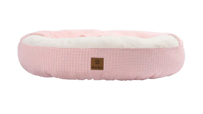 Charlie's "Snookie" Corncob Fabric Pet Bed with Hood Medium - Pink Charlie's "Snookie" Corncob Fabric Pet Bed with Hood Medium - Pink