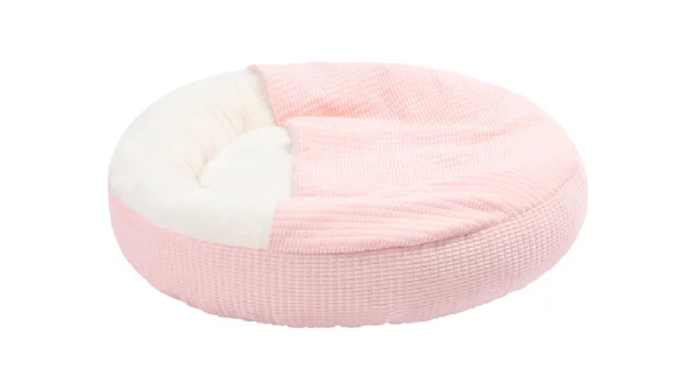 Charlie's "Snookie" Corncob Fabric Pet Bed with Hood Medium - Pink Charlie's "Snookie" Corncob Fabric Pet Bed with Hood Medium - Pink
