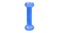 A blue rubber dumbbell-shaped dog toy with textured ends and a smooth central shaft. A blue rubber dumbbell-shaped dog toy with textured ends and a smooth central shaft.