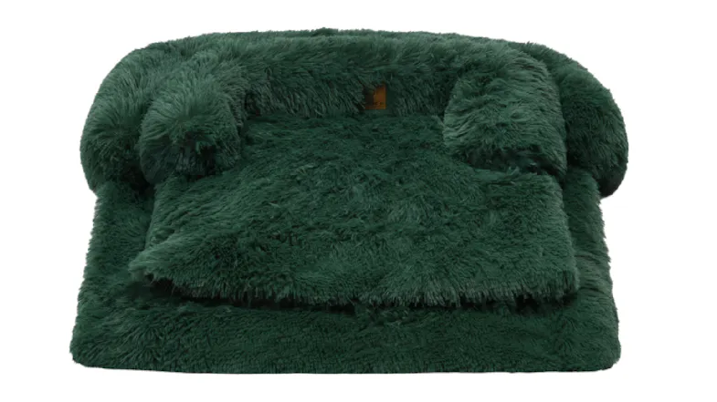 Charlie's Shaggy Faux Fur Square Pet Bed w/ Padded Bolster Small - Eden Green Charlie's Shaggy Faux Fur Square Pet Bed w/ Padded Bolster Small - Eden Green