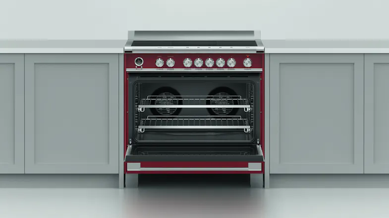Fisher & Paykel 90cm Freestanding Oven with Induction Cooktop - Red (Series 9/OR90SCI6R1) Fisher & Paykel 90cm Freestanding Oven with Induction Cooktop - Red (Series 9/OR90SCI6R1)