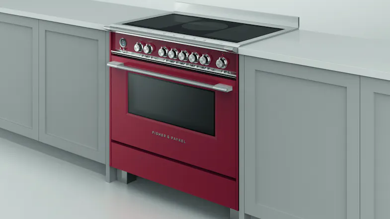 Fisher & Paykel 90cm Freestanding Oven with Induction Cooktop - Red (Series 9/OR90SCI6R1) Fisher & Paykel 90cm Freestanding Oven with Induction Cooktop - Red (Series 9/OR90SCI6R1)