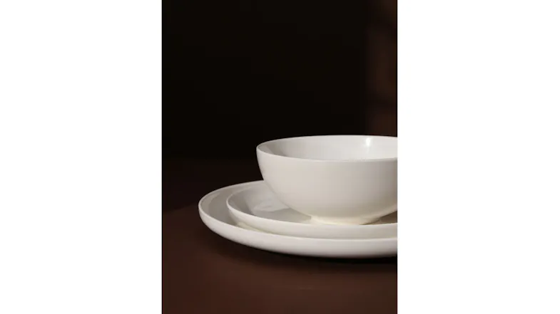 Gourmet Kitchen 12 Piece Coupe Dining Set - Glaze White Gourmet Kitchen 12 Piece Coupe Dining Set - Glaze White