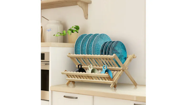 2000281 Sherwood Home Folding Dish Rack - Natural Bamboo 2000281 Sherwood Home Folding Dish Rack - Natural Bamboo