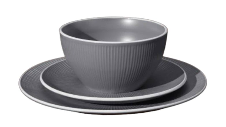 Cadence & Co. "Maze" Dining Set 12pcs. - Matte Grey/Gloss White Cadence & Co. "Maze" Dining Set 12pcs. - Matte Grey/Gloss White