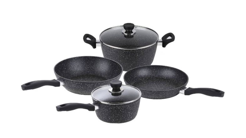 Gourmet Kitchen Marble Non-Stick Stone Coated Cookware Set 6pcs. Gourmet Kitchen Marble Non-Stick Stone Coated Cookware Set 6pcs.