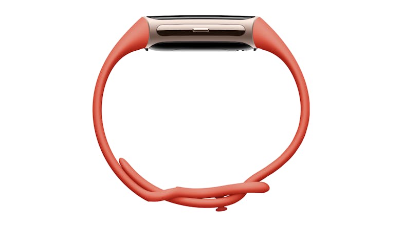 Fitbit Charge 6 Fitness Tracker - Champagne Gold Aluminum Case with Coral Band (GPS, Bluetooth)