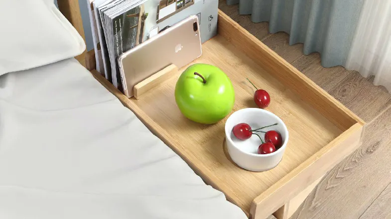 Sherwood Home Bedside Shelf w/ Adjusting Clamp - Natural Bamboo Sherwood Home Bedside Shelf w/ Adjusting Clamp - Natural Bamboo
