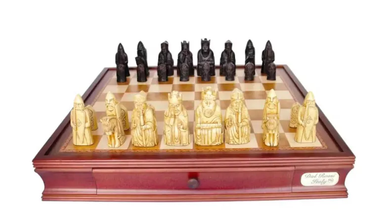 Dal Rossi 20" Isle Of Lewis Chess Set with Drawers Dal Rossi 20" Isle Of Lewis Chess Set with Drawers