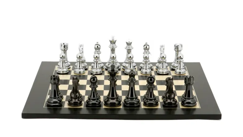 Dal Rossi 19.6" Weighted Titanium & Silver Chess Set Dal Rossi 19.6" Weighted Titanium & Silver Chess Set