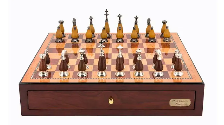 Dal Rossi 18" Staunton Metal/Wood Chess Set - Red Mahogany Finish Dal Rossi 18" Staunton Metal/Wood Chess Set - Red Mahogany Finish