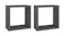 Angled view of two floating cube wall shelves in grey Angled view of two floating cube wall shelves in grey