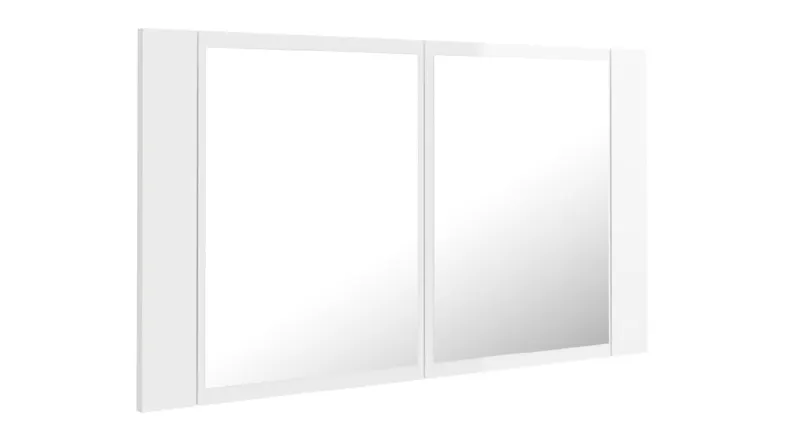 Angled view of a mirror cabinet with a gloss white finish Angled view of a mirror cabinet with a gloss white finish