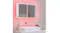 Bathroom scene featuring the mirror cabinet with a vibrant pink backlight Bathroom scene featuring the mirror cabinet with a vibrant pink backlight